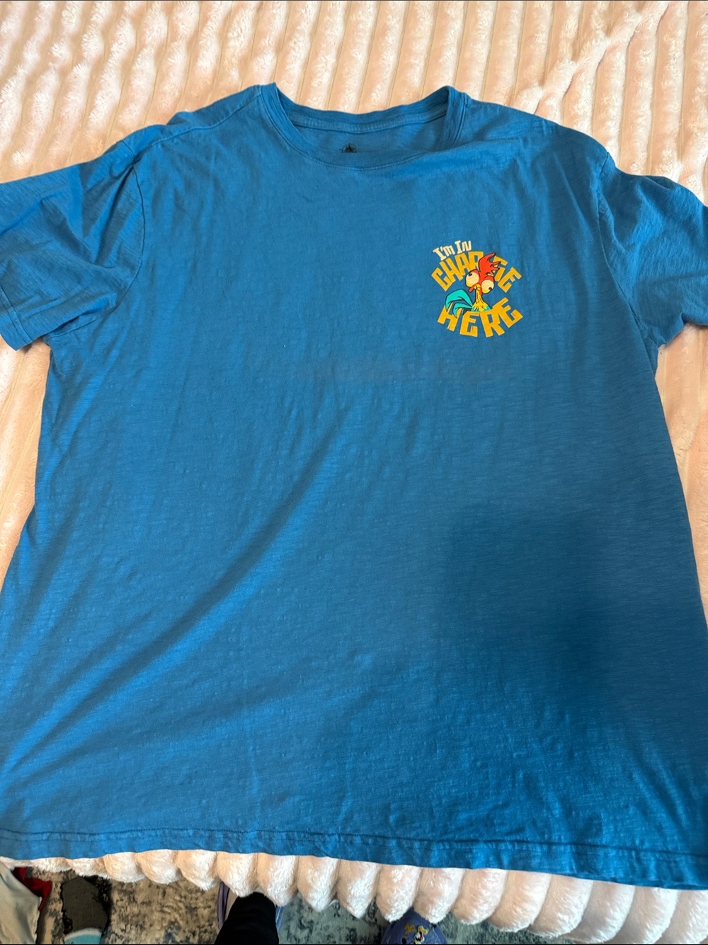 Moana Blue Short Sleeve Tee with Small Colorful Chest Graphic